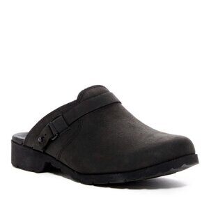 TEVA De La Vina Mule Clog Slip On Nubuck Black Grey Leather Shoe Women 8 1012436